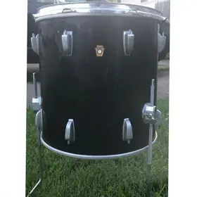 Ludwig 16 floor tom 3 ply black cortex rewrap keystone badge