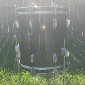 Ludwig 16 floor tom 3 ply black cortex rewrap keystone badge
