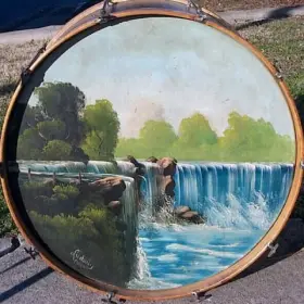1920’s Ludwig &amp; Ludwig factory painted drum head