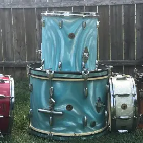 Gretsch Round Badge Aqua Satin Flame 14 inch floor