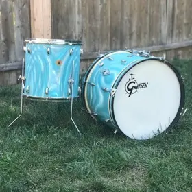 Gretsch Round Badge Aqua Satin Flame 14 inch floor