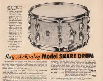 1948-52 WFL Silver Sparkle Ray McKinley Model Snare Drum 6.5x14&quot;