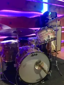 1960 Ludwig Transition Badge Downbeat Outfit No. 988P in Oyster Pink Pearl