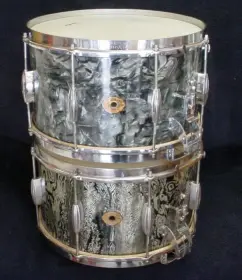 *1937-39 SLINGERLAND 8 x 14 BLACK DIAMOND PEARL BERNIE MATTISON RADIO KING MODEL