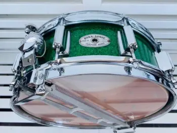 1964 Rogers 5x14 Wood Dynasonic snare drum in Sparkling Green Pearl