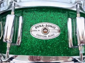 1964 Rogers 5x14 Wood Dynasonic snare drum in Sparkling Green Pearl