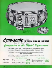 1964 Rogers 5x14 Wood Dynasonic snare drum in Sparkling Green Pearl