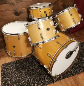 FOR SALE: Vintage 1949-50 Leedy &amp; Ludwig 13/13/18/24/14 Drum Set in Gold Flash Pearl