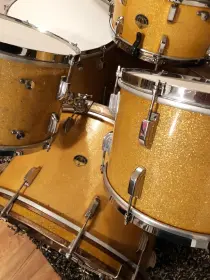 FOR SALE: Vintage 1949-50 Leedy &amp; Ludwig 13/13/18/24/14 Drum Set in Gold Flash Pearl