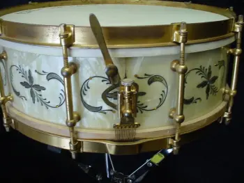 1920s-30s LUDWIG &amp; LUDWIG 10 LUG 5 x 14 WMP/ENGRAVED/GOLD PLATED STANDARD MODEL