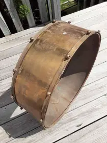 Can anyone ID this ? antique 24x8 Brass Bass Drum