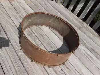 Can anyone ID this ? antique 24x8 Brass Bass Drum