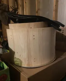 Staining and/or sealing stripped drum shells