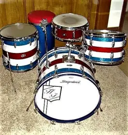 Red-White-Blue Late 60s Slingerland set 12-14-20