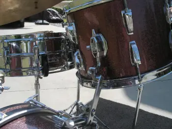 '67 Ludwig Burgundy Sparkle Drum Kit W/ Hardware