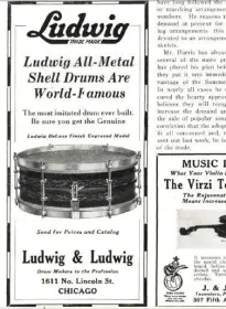 1918-1941 Ludwig Metal Snare with P-338 Strainer Dating Based On Catalogues.