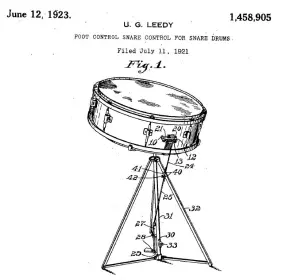 Leedy Foot Control Snare - Patent Picture