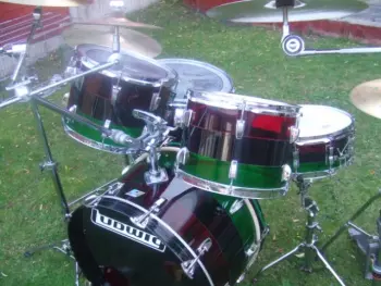 Ludwig Vistalite 5 piece rainbow 3 band red/black/green