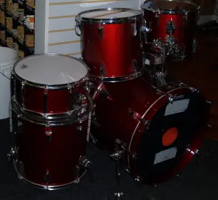 Tama granstar 5pc in candy red lacquer, 12 13 16 22  w/ matching snare - $599 + ship