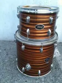 Hardware and Floor Tom for Star (?) Japanese set in Tiger Pearl