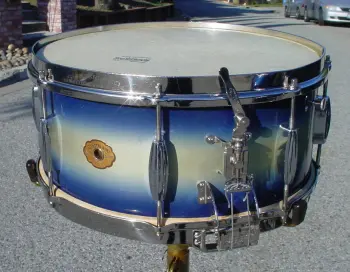1934-35 6.5x14 SLINGERLAND BLUE/SILVER/BLUE DUCO BROADCASTER MODEL