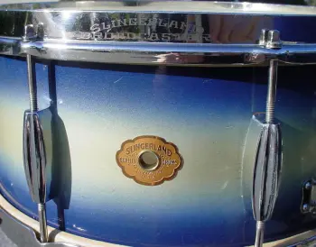 1934-35 6.5x14 SLINGERLAND BLUE/SILVER/BLUE DUCO BROADCASTER MODEL