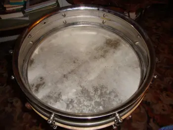 1918-1941 Ludwig Metal Snare with P-338 Strainer Dating Based On Catalogues.