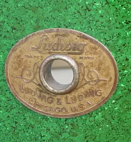 1935 LUDWIG &amp; LUDWIG 5x14 GREEN SPARKLE SUPER-LUDWIG MODEL