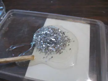 Filling holes with the original sparkle wrap.