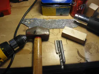 Filling holes with the original sparkle wrap.