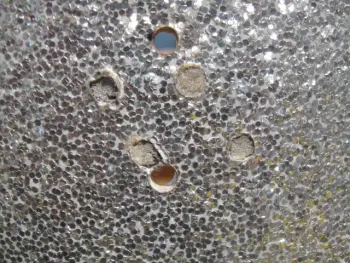 Filling holes with the original sparkle wrap.