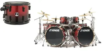 tom 10&quot; sonor force 3007 (red sparkle with black shell hardware)