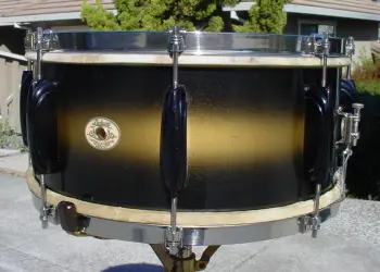1940 LUDWIG &amp; LUDWIG 6.5 x 14 BLACK GOLD MULTI-COLOR MODERN BI-TONE SNARE DRUM