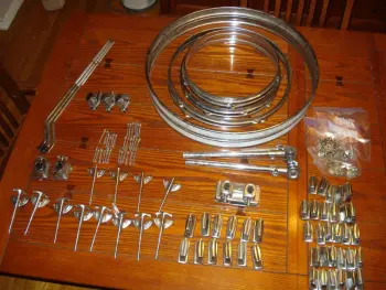 complete set of MIJ drum set hardware! lugs, hoops, rods, mounts, etc