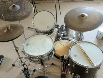 60's Ludwig Downbeats in Black Galaxy Sparkle