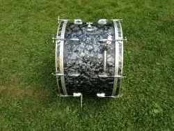 50's Gretsch round badge 3ply 14&quot; x 22&quot; bass drum in black diamond pearl