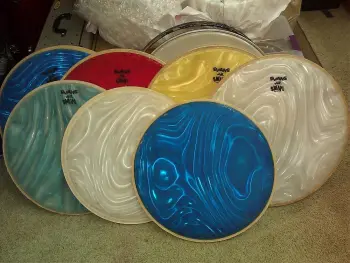 Vintage Evans Swirl/Satin Bass heads
