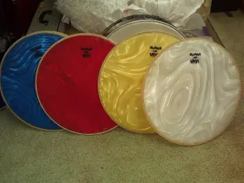 Vintage Evans Swirl/Satin Bass heads