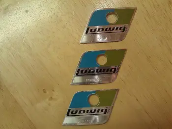 3 B/O sharp corner Ludwig badges...close serials