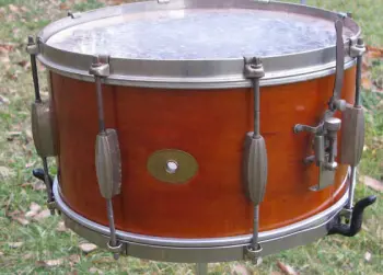 RK 14x7 solid maple snare getting mended.