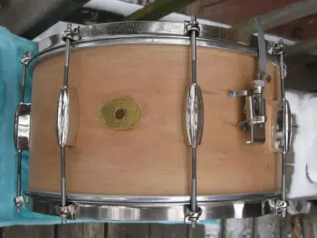 RK 14x7 solid maple snare getting mended.