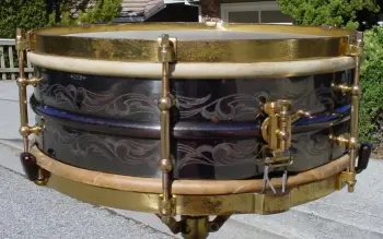 1919-1922 LUDWIG &amp; LUDWIG 5 x 14 6 LUG/FANCY SCROLL ENGRAVED DeLUXE STANDARD MODEL