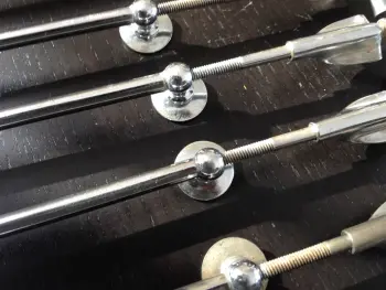 8 beautiful vintage tube lugs/Ts/claws for bass drum