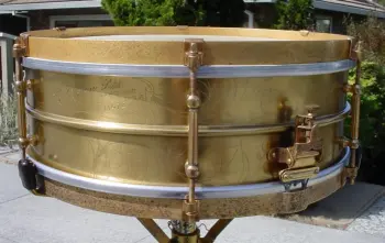 [B]1920s C. G. CONN 5 x 14 SILVER PLATED/GOLD PLATED/ENGRAVED 6 LUG ALL METAL SEPARAT