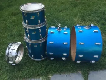*Easy Project* Vintage Ludwig B/O Blue Sparkle Drums, snare, extra 24&quot; bass drum