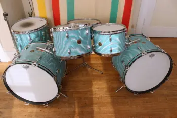 Finished! Round Badge Gretsch Double Bass Satin Flame Kit