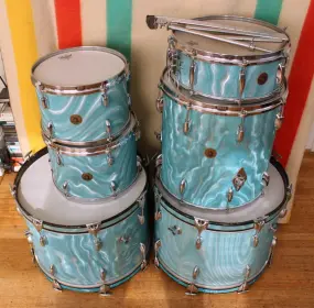 Finished! Round Badge Gretsch Double Bass Satin Flame Kit