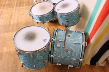 Finished! Round Badge Gretsch Double Bass Satin Flame Kit
