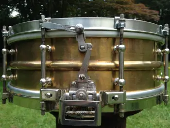 RARE 1920's 'Super Ludwig' Brass 2 piece shell 10 lug snare drum