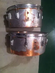 Restored 1966 Ludwig Steel Timbales (Copper &amp; Chrome)